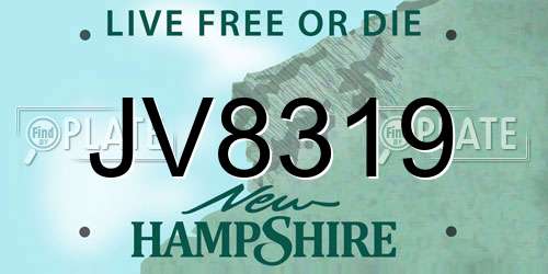 JV8319 New Hampshire License Plate