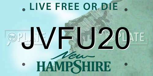 JVFU20 New Hampshire License Plate
