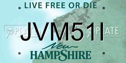 JVM51I New Hampshire License Plate