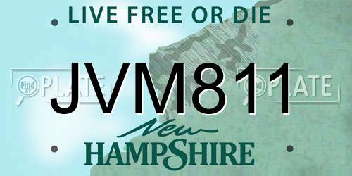 JVM811 New Hampshire License Plate