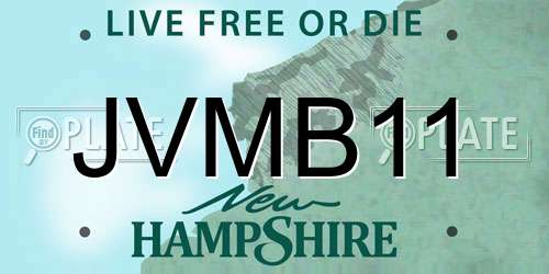 JVMB11 New Hampshire License Plate