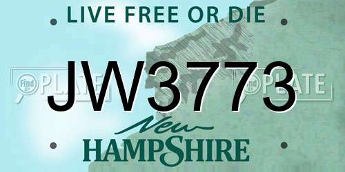 JW3773 New Hampshire License Plate