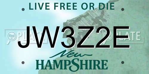 JW3Z2E New Hampshire License Plate