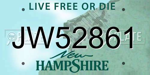JW52861 New Hampshire License Plate