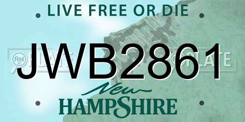 JWB2861 New Hampshire License Plate