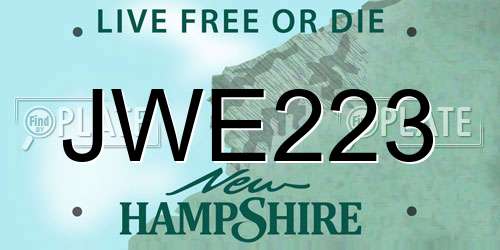 JWE223 New Hampshire License Plate