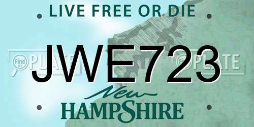 JWE723 New Hampshire License Plate