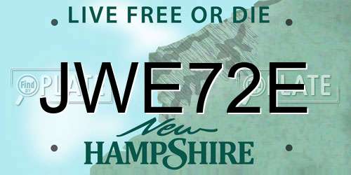 JWE72E New Hampshire License Plate