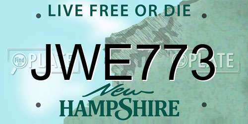 JWE773 New Hampshire License Plate
