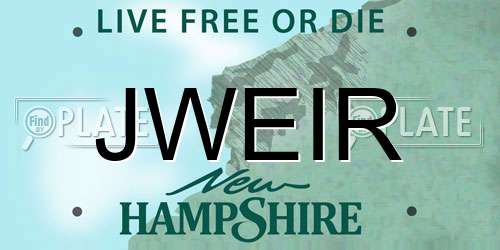 JWEIR New Hampshire License Plate