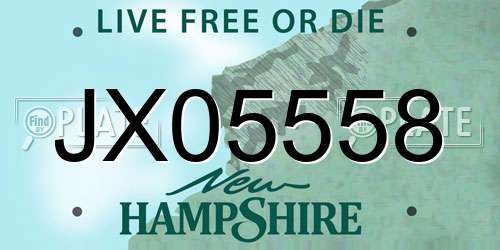 JX05558 New Hampshire License Plate