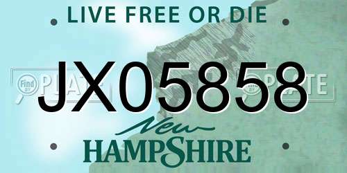 JX05858 New Hampshire License Plate