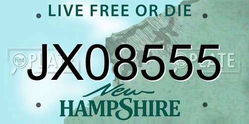 JX08555 New Hampshire License Plate