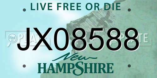JX08588 New Hampshire License Plate