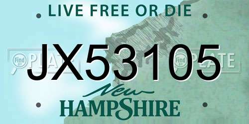 JX53105 New Hampshire License Plate