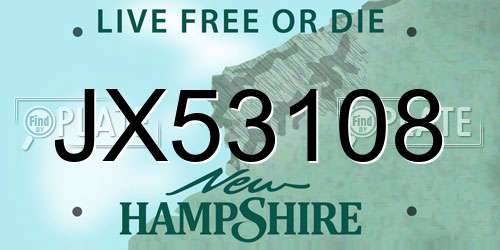 JX53108 New Hampshire License Plate
