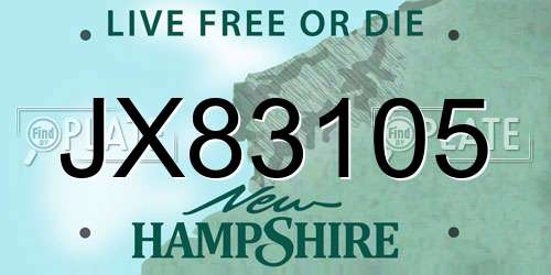 JX83105 New Hampshire License Plate