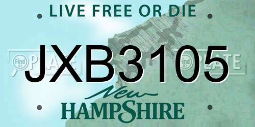JXB3105 New Hampshire License Plate