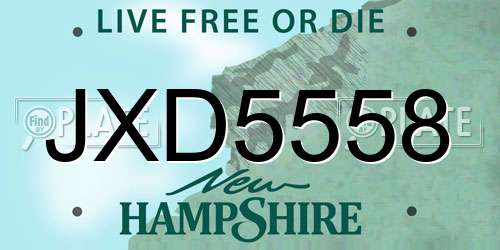 JXD5558 New Hampshire License Plate