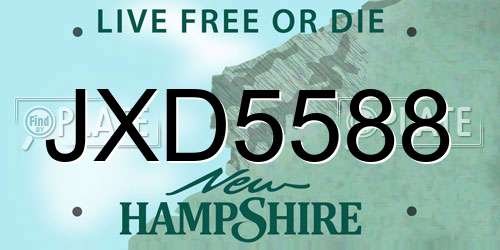 JXD5588 New Hampshire License Plate