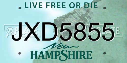 JXD5855 New Hampshire License Plate