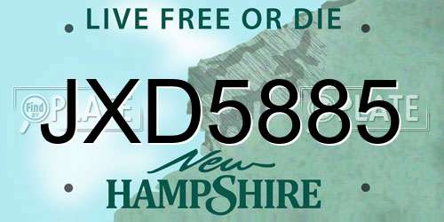 JXD5885 New Hampshire License Plate