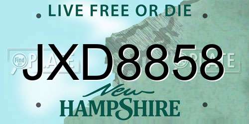 JXD8858 New Hampshire License Plate