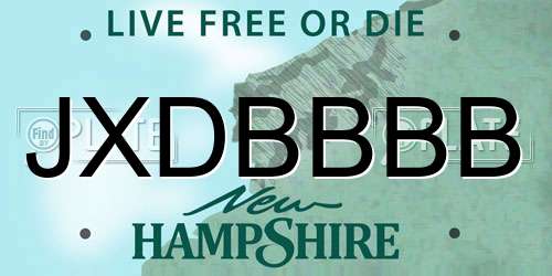 JXDBBBB New Hampshire License Plate