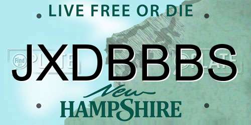 JXDBBBS New Hampshire License Plate