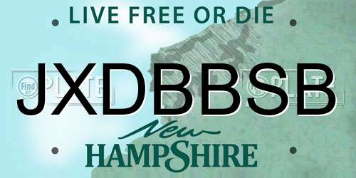 JXDBBSB New Hampshire License Plate