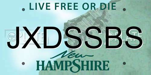 JXDSSBS New Hampshire License Plate
