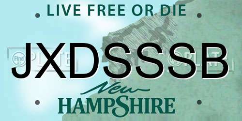 JXDSSSB New Hampshire License Plate