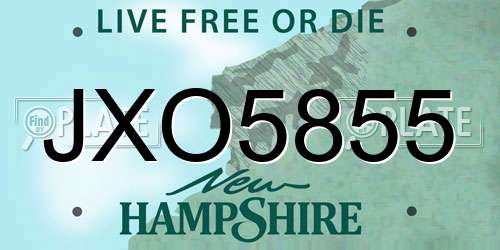 JXO5855 New Hampshire License Plate