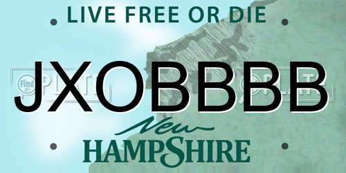 JXOBBBB New Hampshire License Plate