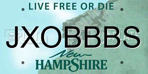 JXOBBBS New Hampshire License Plate