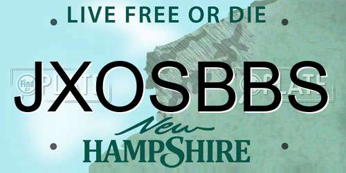 JXOSBBS New Hampshire License Plate