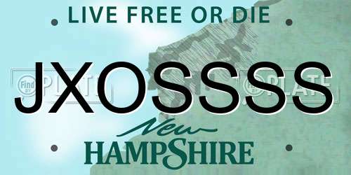 JXOSSSS New Hampshire License Plate