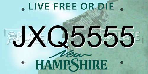 JXQ5555 New Hampshire License Plate