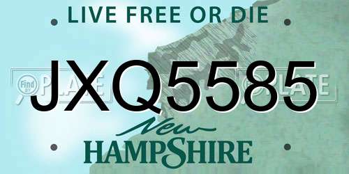 JXQ5585 New Hampshire License Plate