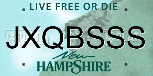 JXQBSSS New Hampshire License Plate