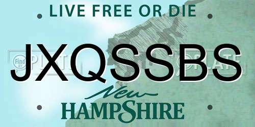 JXQSSBS New Hampshire License Plate