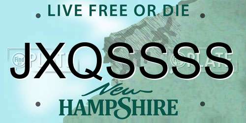 JXQSSSS New Hampshire License Plate