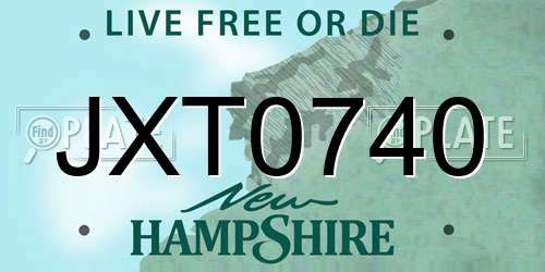 JXT0740 New Hampshire License Plate