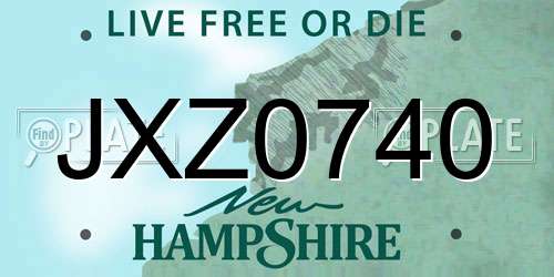 JXZ0740 New Hampshire License Plate