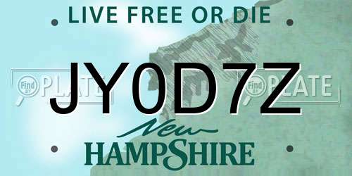 JY0D7Z New Hampshire License Plate