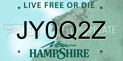 JY0Q2Z New Hampshire License Plate