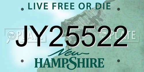 JY25522 New Hampshire License Plate