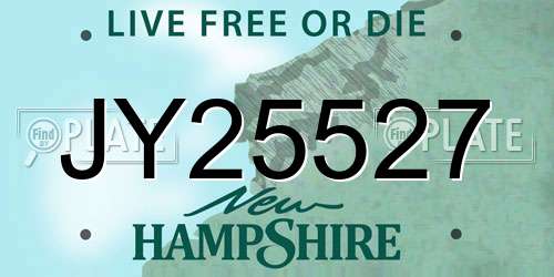 JY25527 New Hampshire License Plate