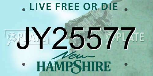 JY25577 New Hampshire License Plate