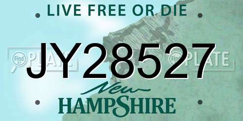 JY28527 New Hampshire License Plate